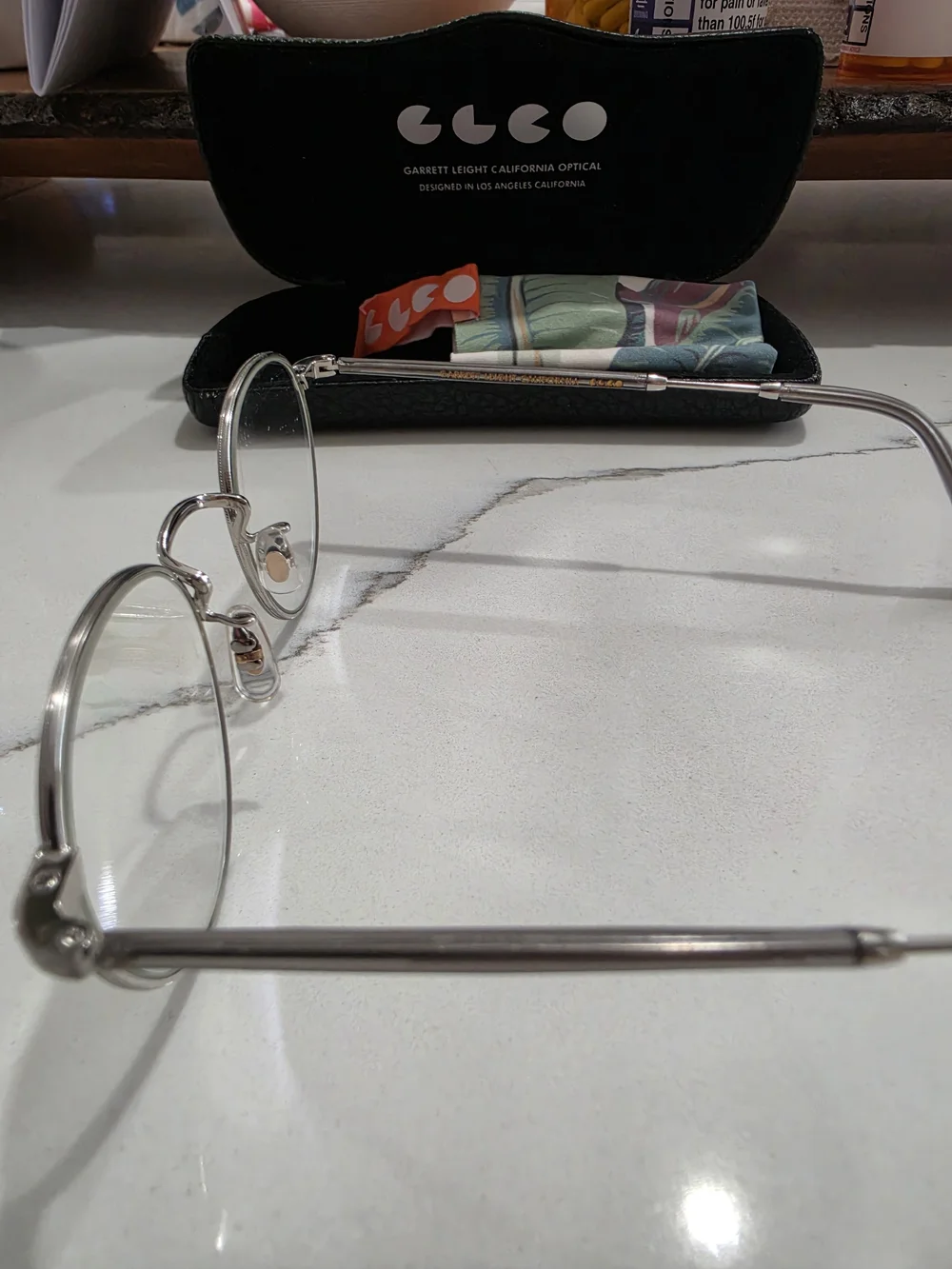 Garrett Leight Wilson M 46-22 Silver Round Eyeglasses GLCO with Case